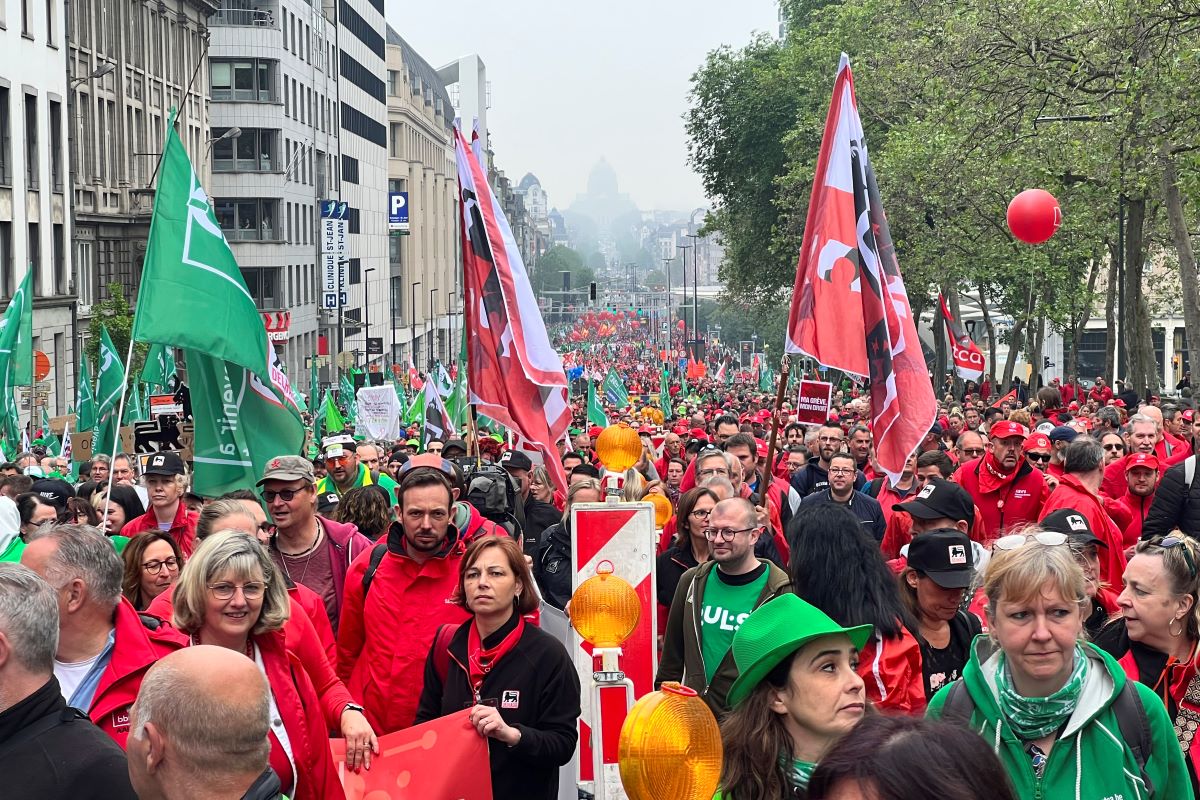 Синдикатите в Белгия организираха голяма демонстрация в защита на правата
