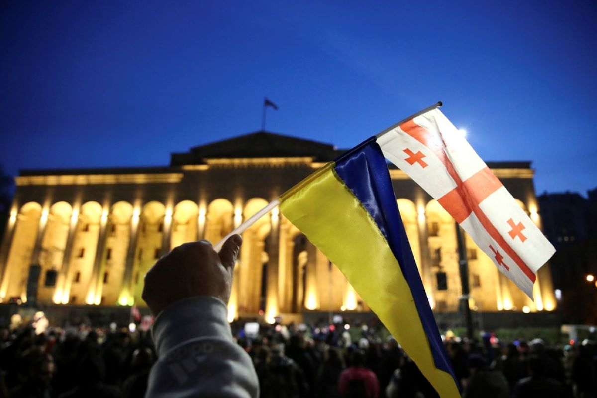 Georgia Protests Ukraine AP
