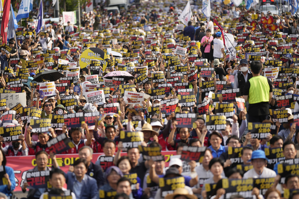 South Korea Protest Fukushima AP