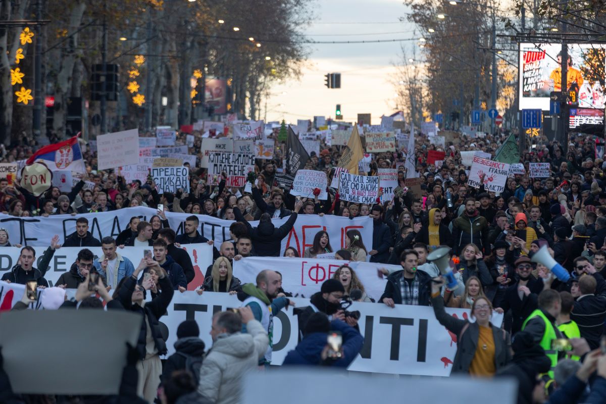 Във вчерашния протест срещу режима на сръбския президент Александър Вучич