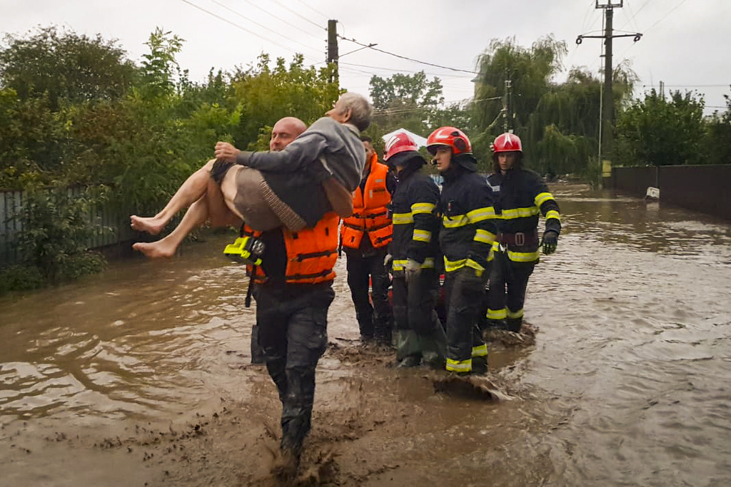 Romania Floods AP