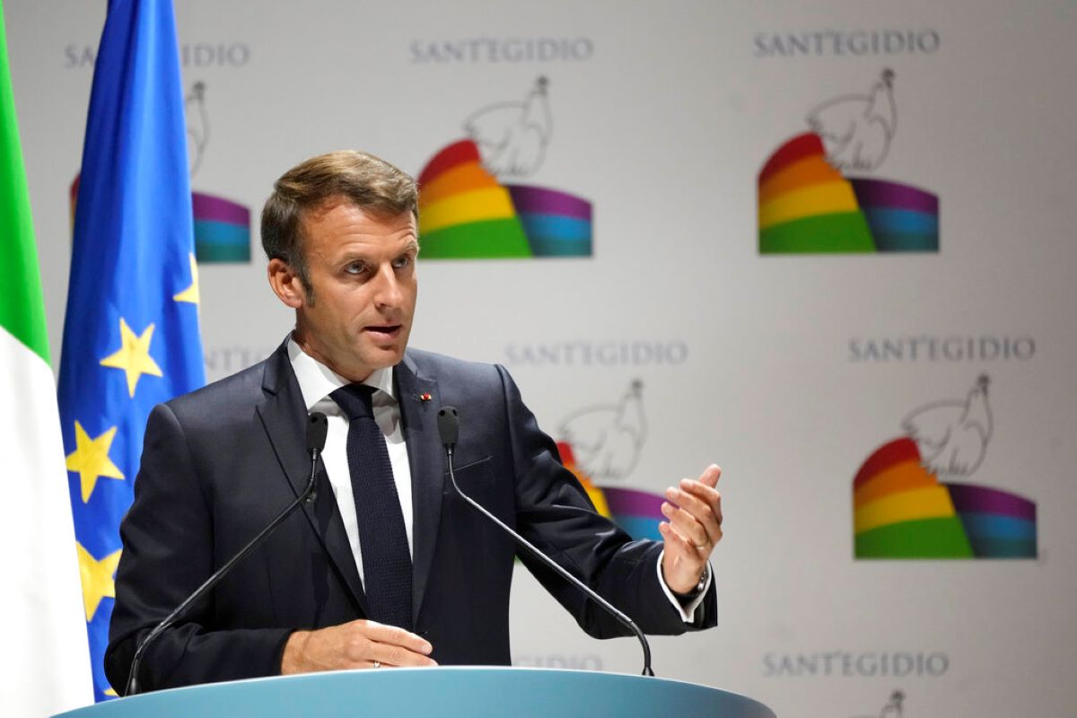 Italy Peace Conference Macron AP