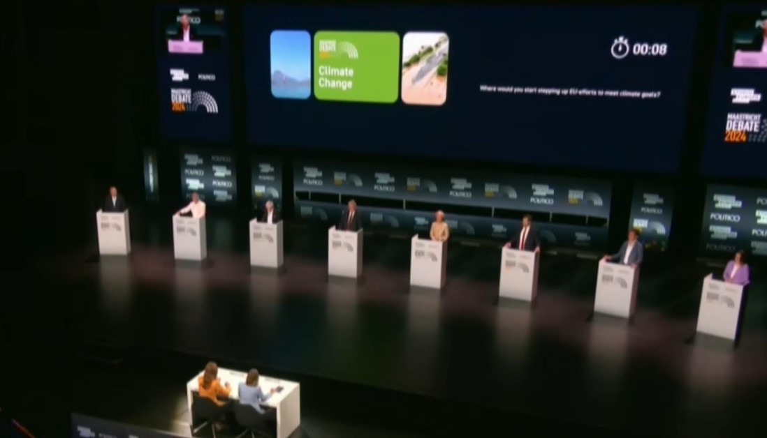 В първия дебат, проведен в Маастрихт преди европейските избори, всички погледи бяха