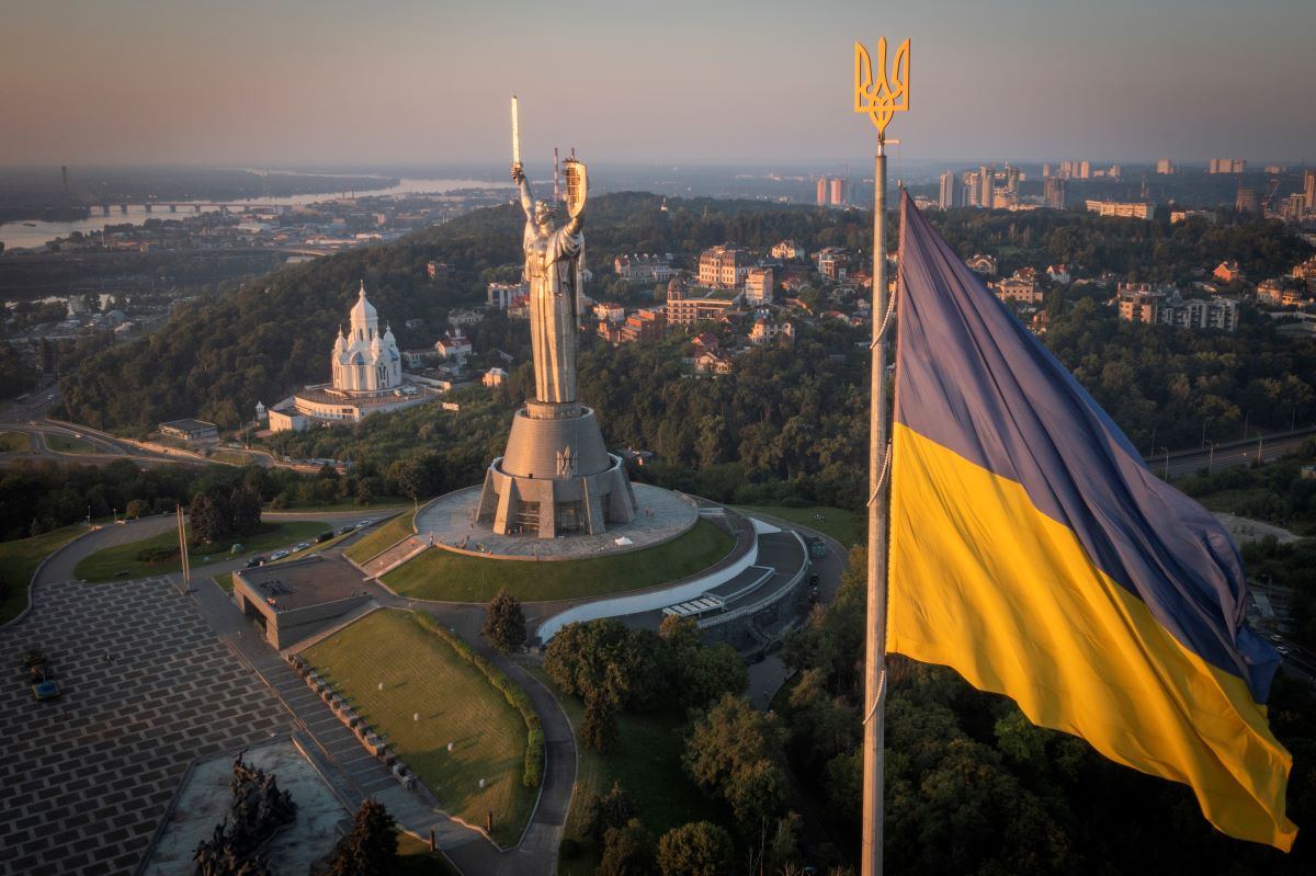 Russia Ukraine War FLAG Kiev AP